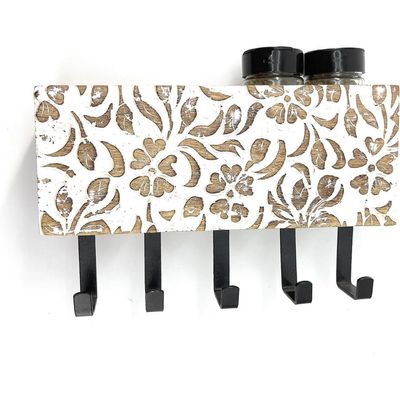 Wall Mounted Rustic Wooden  Hooks For Hanging - Wall Hooks Entryway Kitchen Hanger - Hanging Organizer Decorative Holder - Key Holder For Wall - Door Hook Clothes Hanger Bottle Rack