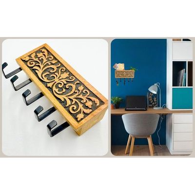 Wall Mounted Rustic Wooden  Hooks For Hanging - Wall Hooks Entryway Kitchen Hanger - Hanging Organizer Decorative Holder - Key Holder For Wall - Door Hook Clothes Hanger Bottle Rack