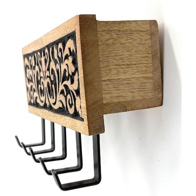 Wall Mounted Rustic Wooden  Hooks For Hanging - Wall Hooks Entryway Kitchen Hanger - Hanging Organizer Decorative Holder - Key Holder For Wall - Door Hook Clothes Hanger Bottle Rack