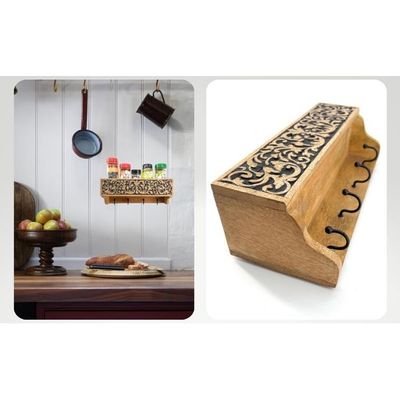 Wall Mounted Rustic Wooden  Hooks For Hanging - Wall Hooks Entryway Kitchen Hanger - Hanging Organizer Decorative Holder - Key Holder For Wall - Door Hook Clothes Hanger Bottle Rack