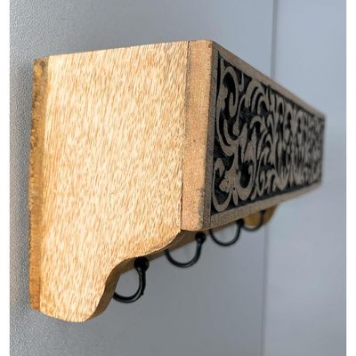 Wall Mounted Rustic Wooden  Hooks For Hanging - Wall Hooks Entryway Kitchen Hanger - Hanging Organizer Decorative Holder - Key Holder For Wall - Door Hook Clothes Hanger Bottle Rack