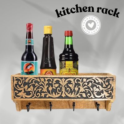 Wall Mounted Rustic Wooden  Hooks For Hanging - Wall Hooks Entryway Kitchen Hanger - Hanging Organizer Decorative Holder - Key Holder For Wall - Door Hook Clothes Hanger Bottle Rack
