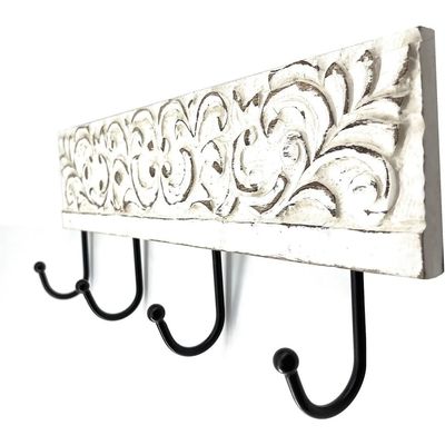 Wall Mounted Rustic Wooden  Hooks For Hanging - Wall Hooks Entryway Kitchen Hanger - Hanging Organizer Decorative Holder - Key Holder For Wall - Door Hook Clothes Hanger 