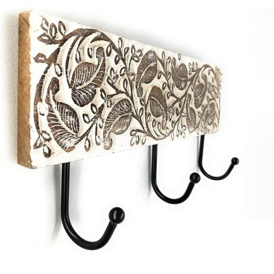 Wall Mounted Rustic Wooden  Hooks For Hanging - Wall Hooks Entryway Kitchen Hanger - Hanging Organizer Decorative Holder - Key Holder For Wall - Door Hook Clothes Hanger 