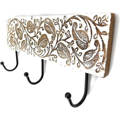 Wall Mounted Rustic Wooden  Hooks For Hanging - Wall Hooks Entryway Kitchen Hanger - Hanging Organizer Decorative Holder - Key Holder For Wall - Door Hook Clothes Hanger 