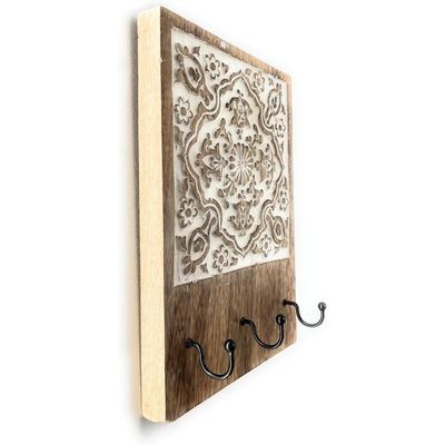 Wall Mounted Rustic Wooden  Hooks For Hanging - Wall Hooks Entryway Kitchen Hanger - Hanging Organizer Decorative Holder - Key Holder For Wall - Door Hook Clothes Hanger 