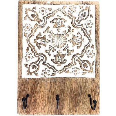 Wall Mounted Rustic Wooden  Hooks For Hanging - Wall Hooks Entryway Kitchen Hanger - Hanging Organizer Decorative Holder - Key Holder For Wall - Door Hook Clothes Hanger 