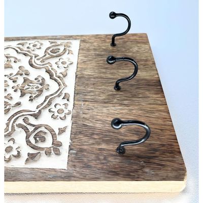 Wall Mounted Rustic Wooden  Hooks For Hanging - Wall Hooks Entryway Kitchen Hanger - Hanging Organizer Decorative Holder - Key Holder For Wall - Door Hook Clothes Hanger 