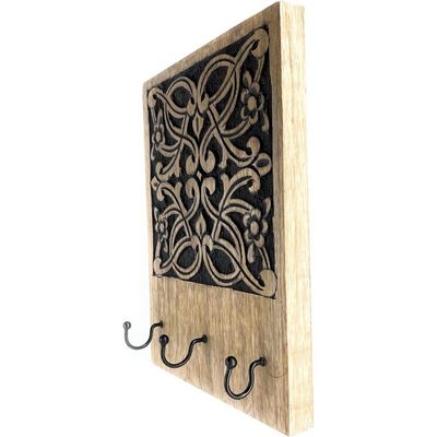 Wall Mounted Rustic Wooden  Hooks For Hanging - Wall Hooks Entryway Kitchen Hanger - Hanging Organizer Decorative Holder - Key Holder For Wall - Door Hook Clothes Hanger 