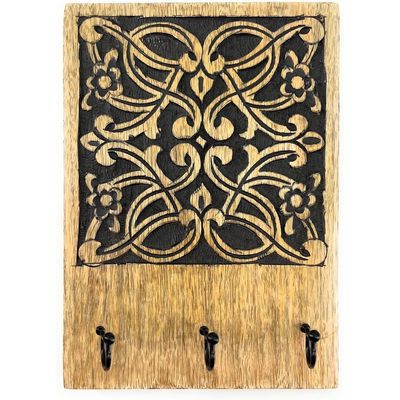 Wall Mounted Rustic Wooden  Hooks For Hanging - Wall Hooks Entryway Kitchen Hanger - Hanging Organizer Decorative Holder - Key Holder For Wall - Door Hook Clothes Hanger 