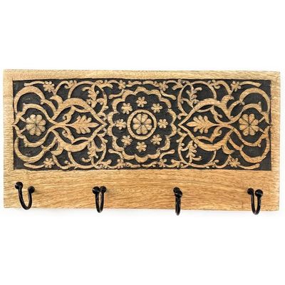 Wall Mounted Rustic Wooden  Hooks For Hanging - Wall Hooks Entryway Kitchen Hanger - Hanging Organizer Decorative Holder - Key Holder For Wall - Door Hook Clothes Hanger 