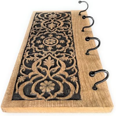 Wall Mounted Rustic Wooden  Hooks For Hanging - Wall Hooks Entryway Kitchen Hanger - Hanging Organizer Decorative Holder - Key Holder For Wall - Door Hook Clothes Hanger 