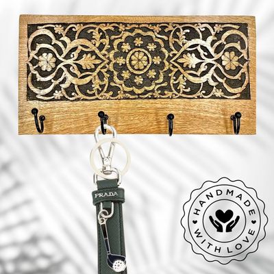 Wall Mounted Rustic Wooden  Hooks For Hanging - Wall Hooks Entryway Kitchen Hanger - Hanging Organizer Decorative Holder - Key Holder For Wall - Door Hook Clothes Hanger 