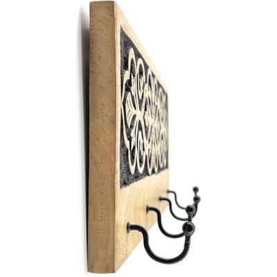 Wall Mounted Rustic Wooden  Hooks For Hanging - Wall Hooks Entryway Kitchen Hanger - Hanging Organizer Decorative Holder - Key Holder For Wall - Door Hook Clothes Hanger 