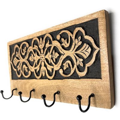 Wall Mounted Rustic Wooden  Hooks For Hanging - Wall Hooks Entryway Kitchen Hanger - Hanging Organizer Decorative Holder - Key Holder For Wall - Door Hook Clothes Hanger 