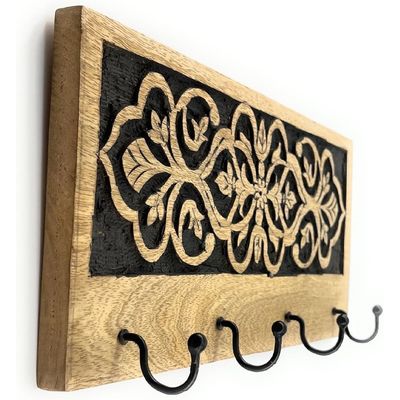 Wall Mounted Rustic Wooden  Hooks For Hanging - Wall Hooks Entryway Kitchen Hanger - Hanging Organizer Decorative Holder - Key Holder For Wall - Door Hook Clothes Hanger 