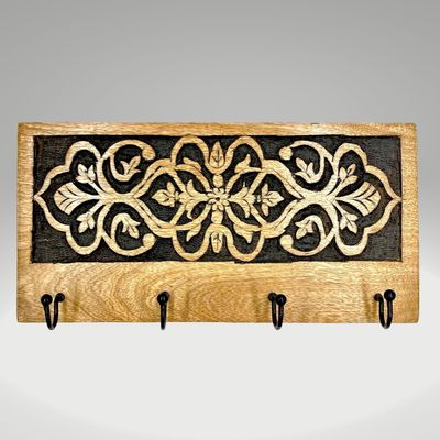 Wall Mounted Rustic Wooden  Hooks For Hanging - Wall Hooks Entryway Kitchen Hanger - Hanging Organizer Decorative Holder - Key Holder For Wall - Door Hook Clothes Hanger 