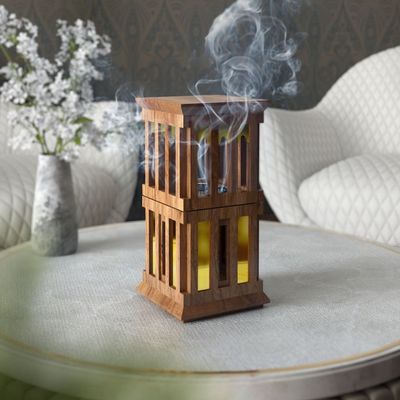 Tall Wooden Acrylic Wind Tower Incense Burner