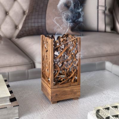 Wooden Arabic Calligraphy Incense Burner - Short