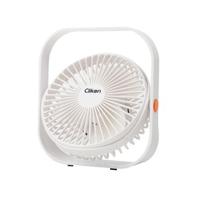 Clikon 6 Inch Portable Rechargeable Fan With Smooth Airflow, 3 Speed Modes, Convenient 180° Rotation, 10 Watts, 2 Years Warranty, White - Ck2037