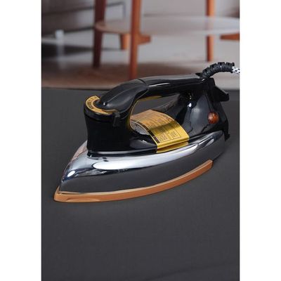 Clikon - Heavy Dry Iron, Braided Cable, Ceramic Oil Coated Soleplate, Adjustable Temperature Knob, Gold Coated Body Design, White - Ck2131
