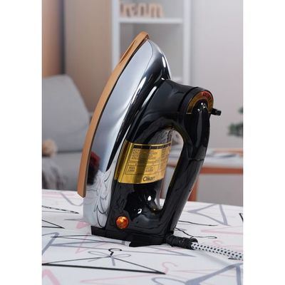 Clikon - Heavy Dry Iron, Braided Cable, Ceramic Oil Coated Soleplate, Adjustable Temperature Knob, Gold Coated Body Design, White - Ck2131