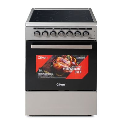 60X60 Electric Cooker, Vitro Ceramic Free Standing 4 Heating Zone Cooking Range, Rapid Cooking, Double Glass Oven, Thermostatic Control