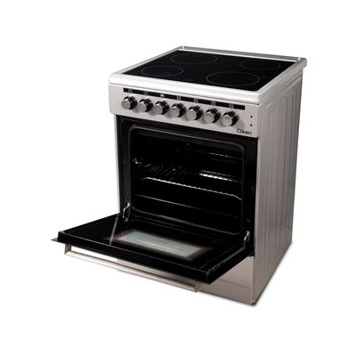 60X60 Electric Cooker, Vitro Ceramic Free Standing 4 Heating Zone Cooking Range, Rapid Cooking, Double Glass Oven, Thermostatic Control