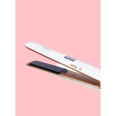Clikon Ceramic Coated Hair Straightener, Adjustable Temperature Control, Rapid Heating & Smart Power-Off Technology, 360° Swivel Power Cord, Ptc Fast Heating Element, 45 Watts,2 Years Warranty,  White
