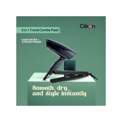 Hair Dryer & Hair Straightener, 2 Speed Settings, Ck3319, 2-In-1 Travel Kit Of Dryer & Straightener, Professional Styler, Ceramic Coating Plates