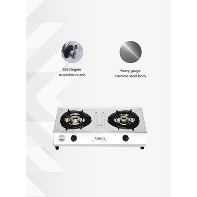 Auto Ignition, High Efficiency 2 Burner Gas Stove With Heavy Gauge Stainless Steel Body, Automatic Ignition, For Lpg Use Only  (Ck4287)