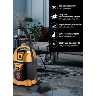 Multicolor Vacuum Cleaner With 2100W Power, 5L Cloth Bag, Self-Ventilation, 360° Rotating Wheels, And Strong Mbar Air Suction For Wet And Dry Cleaning