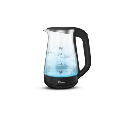 1.7 Liter Glass Body Electric Cordless Kettle With 360° Swivel Base,Auto Cut-Off Function, Led Indicator, 1850-2200W, 2 Years Warranty, Clear - Ck5147