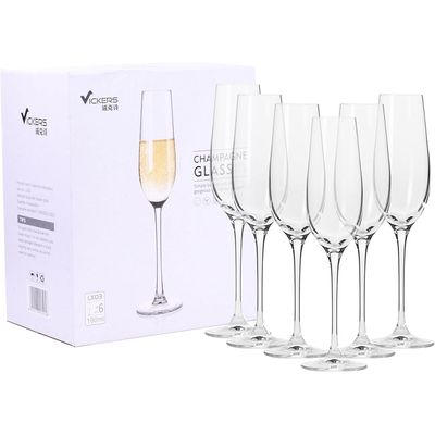 Cuisine Art Champange Glass, 190ml, Transparent, 6 Pieces