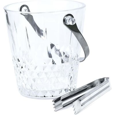 Cuisine Art Kyra Glass Ice Bucket with Tong, 900ml, Transparent