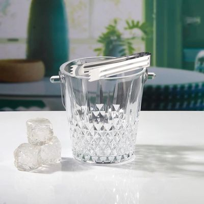 Cuisine Art Kyra Glass Ice Bucket with Tong, 900ml, Transparent