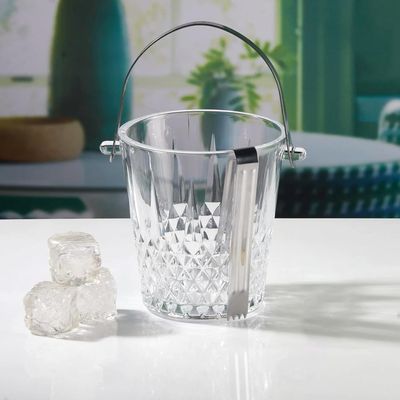 Cuisine Art Kyra Glass Ice Bucket with Tong, 900ml, Transparent