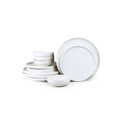 Cuisine Art Chole Bone China Dinner Set for Every Meals - 12 Pieces|4 Dinner Plates Dia (26.4cm) 4 Side Plates, 4 Bowls (Dia 13.3x H4.7cm)