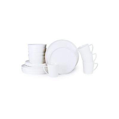 Cuisine Art Aden Bone China Dinner Set for Every Meals - White 16 Pieces | 4 Dinner Plates (Dia 25.3cm) 4 Side Plates, 4 Bowls (Dia14.5xH1.8cm) 4 Mugs