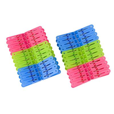 Durable Polypropylene Plastic Pegs for Laundry, Clothing Pins, Clothes Drying, and Outdoor Use, 48 Pieces