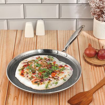 SAS Pro Platinum Triply Stainless Steel Dosa Tawa, 31cm, 4mm Thickness, Silver