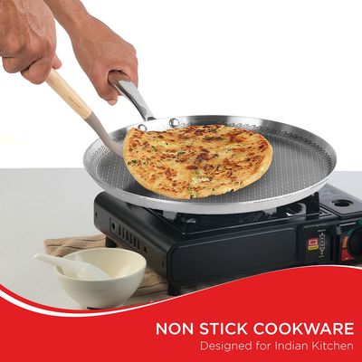 SAS Pro Platinum Triply Stainless Steel Dosa Tawa, 31cm, 4mm Thickness, Silver