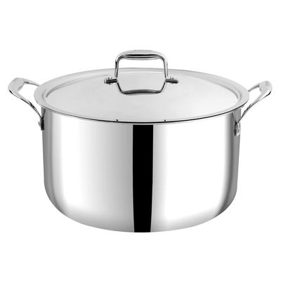 Platinum Triply Stainless Steel Biryani/Sauce Pot with Lid - 11 Liters, 30 cm, Silver