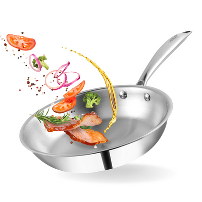 Platinum Triply Stainless Steel Fry Pan-20 cm, 2.5mm Thickness, Silver (Induction Friendly)