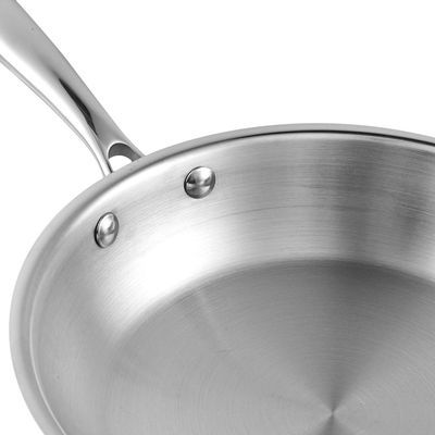 Platinum Triply Stainless Steel Fry Pan - 24 cm, 2.5mm Thickness, Silver (Induction Friendly)