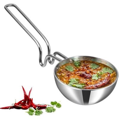 Vinod Platinum Triply Stainless Steel Tadka Pan - Large, 11cm, Silver