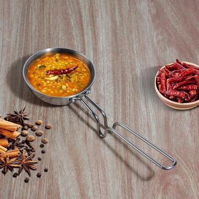 Vinod Platinum Triply Stainless Steel Tadka Pan - Large, 11cm, Silver