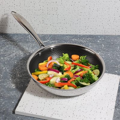 Vinod Platinum Triply Stainless Steel SAS Pro Fry Pan - 24cm, Silver (Induction Friendly)