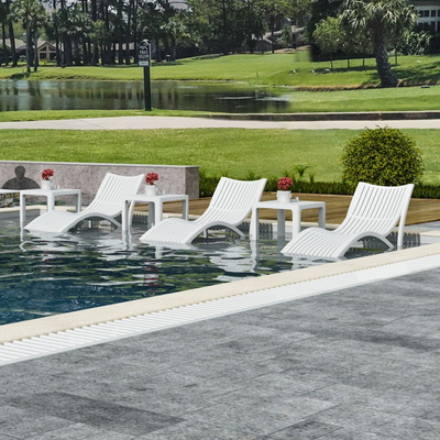 Modern Outdoor Luxury Sun Lounger – Stylish & Weatherproof, Premium PP with Fiberglass Reinforcement, 176x73x74CM, White