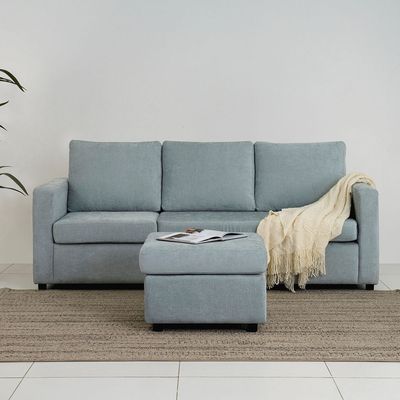 Lara 3-Seater Fabric Left & Right Reversible Corner Sofa - Greenish Grey - With 2-Year Warranty
